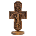 Double-Sided Icon Wood Carving ✝ | Hand-Carved Crucifix & Saints Beechwood Wall Art - craftsmanship detail