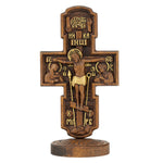 Double-Sided Icon Wood Carving ✝ | Hand-Carved Crucifix & Saints Beechwood Wall Art - size and finish detail