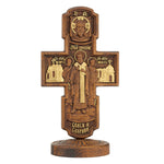 Double-Sided Icon Wood Carving ✝ | Hand-Carved Crucifix & Saints Beechwood Wall Art - product view