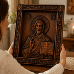 Jesus Christ Pantocrator Wood Carving - design detail