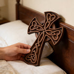 Celtic Love Cross Wood Wall Decor - side view