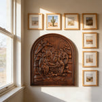 Natural Beech Nativity Scene Wood Carving Plaque: The Heart of Christmas in Handcrafted Wood - design detail