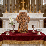 Archangel Michael Hand-Carved Ashwood Cross Plaque - craftsmanship detail