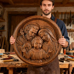 Holy Family Wooden Plaque: A Christian Symbol of Love, Faith, & Family - design detail