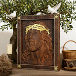 ✝ Hand-Carved Jesus Thorn Crown Wood Art: A Christian Symbol of Redemption & Grace - design detail