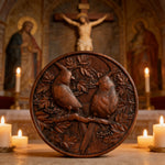 Red Cardinal Couple Hand-Carved Wood Figurine: A Symbol of Hope & Spiritual Connection - side view