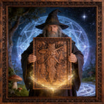Natural Ash Wood Magician Carved Art: Whimsy Woven in Warm Wood - product view