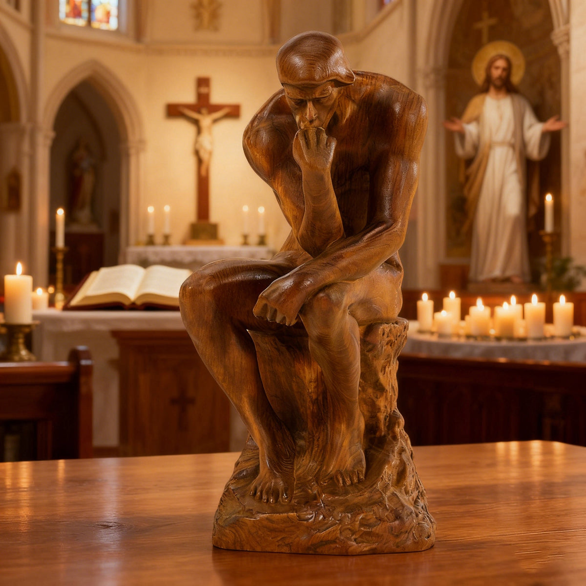 Boxwood Contemplative Sculpture | Bring Sacred Stillness into Your Daily Life for Christian home decor and prayer spaces