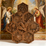 “Bee & Honeycomb” Hand-Carved Wood Wall Art – A Christian Symbol of Diligence & Divine Provision - design detail