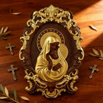 Mother Mary with Baby Jesus Wood Carving Decor for Christian home decor and prayer spaces