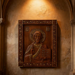 Jesus Christ Pantocrator Wood Carving - size and finish detail