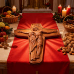 🕯 Joan of Arc Cross Wood Carving – Our Lady of Sorrows / Crucifix - product view