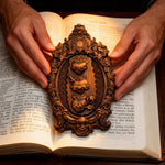 Three Sacred Hearts of the Holy Family | Solid Wood Carving Gift - size and finish detail