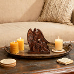 Hand-Carved Holy Family & Guardian Angel Solid Wood Statue: A Faith Artwork Anchoring Divine Blessings f - product view