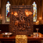 St. George the Victorious Hand-Carved Wood Icon – A Symbol of Courage & Faith for Christian home decor and prayer spaces