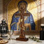 Orthodox Crucifixion Crucifix Wooden Tabletop Ornament - gift presentation