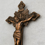 Wood Carving of Jesus Cross with St. Benedict's Exorcism - gift presentation