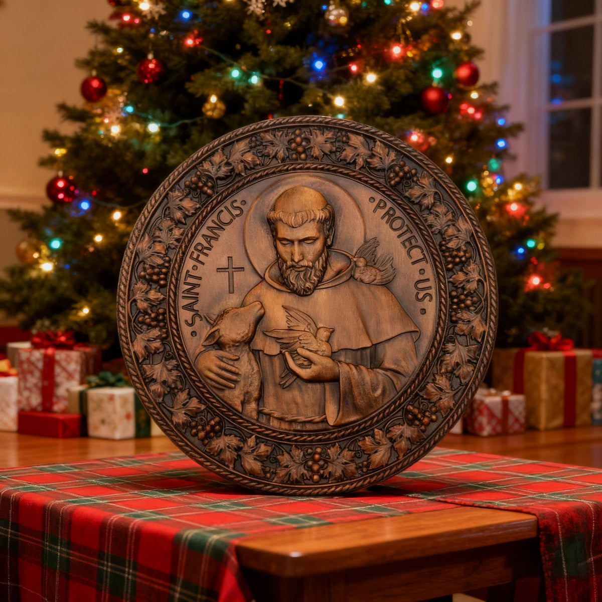 St. Francis of Assisi wood icon for Christian home prayer corner