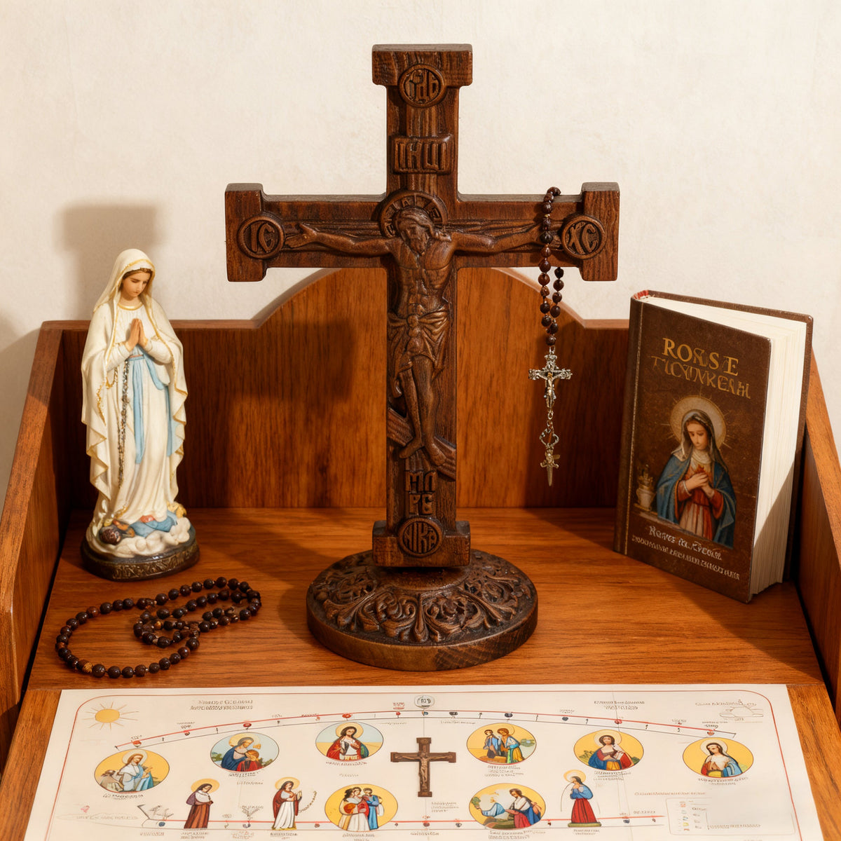 Beechwood Orthodox Double-Sided Crucifix: Carry His Redemption Close, In Every Moment for Christian home decor and prayer spaces