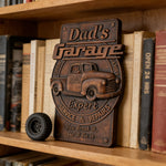 Dad's Garage Wooden Wall Sign: The Perfect Tribute to His Go-To Space - size and finish detail