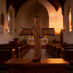 Minimalist Twist Wooden Hand Carved Cross for Wall Decor, Religious Gift Cross - craftsmanship detail