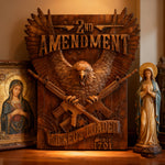 Handcrafted Solid Wood Wall Art - Commemorating the Second Amendment - craftsmanship detail