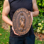 Retro Color Our Lady of Guadalupe Wood Carving -The patron saint of Mexico, America and unborn children - mokarve