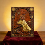 Jesus in Gethsemane Hand-Carved Wood Wall Art: The Weight of His Humble Sorrow - product view