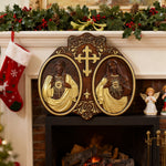 Sacred Hearts of Jesus & Mary Beechwood Plaque – Hand-Carved Devotional Art for Home Prayer - Christian gift presentation
