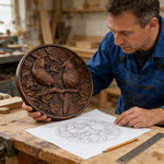 Cardinal Hand-Carved Beechwood Wall Art - size and finish detail