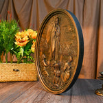 Our Lady of Fatima Wood Carving Decoration - Virgin Wall Pendant - mokarve
