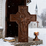 Ascension of Jesus wood carving cross - product view