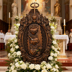 Three Sacred Hearts of the Holy Family | Solid Wood Carving Gift - gift presentation