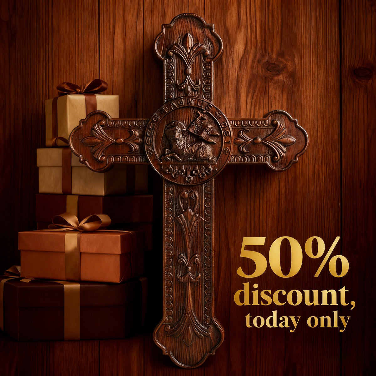 Lamb of God Wooden Cross Wall Decoration - Passover Lamb for Christian home decor and prayer spaces