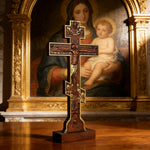 Orthodox Crucifixion Crucifix Wooden Tabletop Ornament - size and finish detail