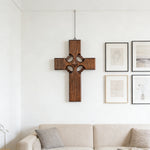 Irish Celtic Cross Wooden Hand Carved Cross for Wall Decor, Religious Gift Cross - size and finish detail