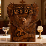 Handcrafted Solid Wood Wall Art - Commemorating the Second Amendment - side view