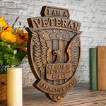 I Am a Veteran Wood Carving wall decoration - Best Veterans Day Gift - mokarve