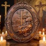 The Prayer in Gethsemane Solid Wood Carving: Find Steady Strength in His Sorrow - product view