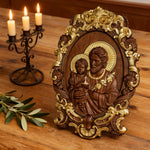 “St. Joseph & Child Jesus” Hand-Carved Wood Icon – A Timeless Christian Gift for Father’s Day & Faithful - side view