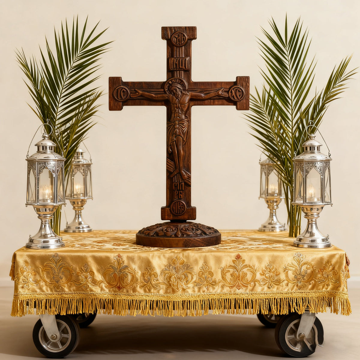 Beechwood Orthodox Double-Sided Crucifix: Carry His Redemption Close, In Every Moment - design detail