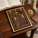 Beechwood Holy Family Wall Hanging: Carving Devotion in Wood, Bringing Sacred Warmth - design detail