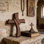 Minimalist Twist Wooden Hand Carved Cross for Wall Decor, Religious Gift Cross - gift presentation