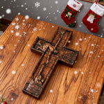 mokarve 6 inches Savior Jesus Cross Wood carving - Mini version - craftsmanship detail