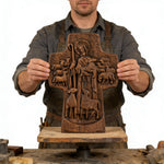 Good Shepherd Wooden Cross: A Religious Gift of Endless Care & Guidance - size and finish detail