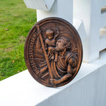St.Christopher Christian Wood Carving Plaque/The patron saint of travelers - mokarve