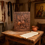 St. George the Victorious Hand-Carved Wood Icon – A Symbol of Courage & Faith - size and finish detail