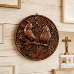 Red Cardinal Couple Hand-Carved Wood Figurine: A Symbol of Hope & Spiritual Connection - side view