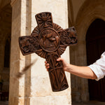 Eucharistic Chalice Wooden Cross: A Christian Symbol of the Last Supper & Redemption - side view