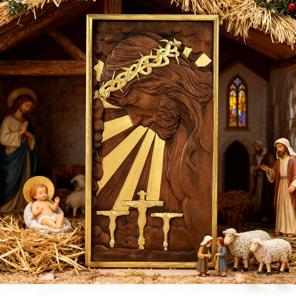 Plaque commemorating Good Friday, remembering the meaning of Jesus' crucifixion - side view